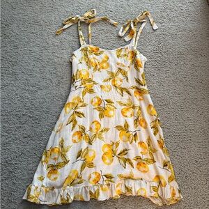 Lemon Print Sundress with Tie Straps